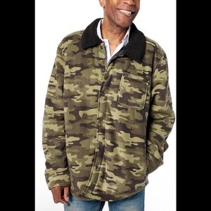 Cuddl Duds Men’s Khaki Green Camouflage Fleece Shirt Jacket Large L